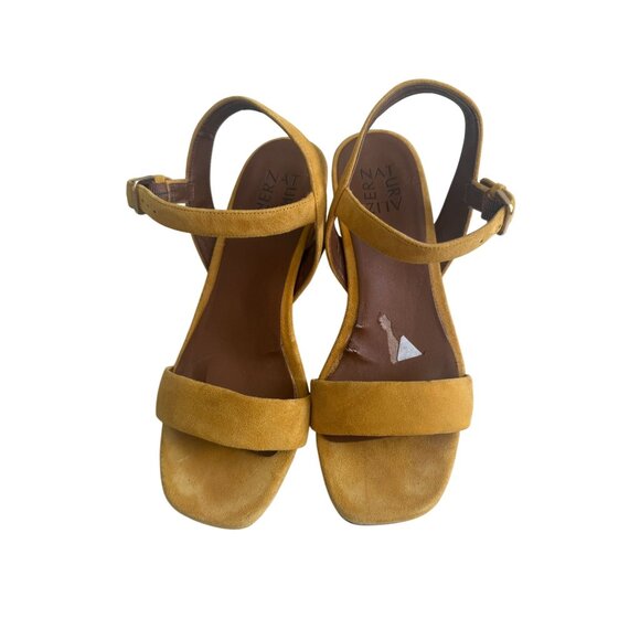 NATURALIZER Yellow Suede Sandals Heels Size 7.5W - Picture 8 of 9